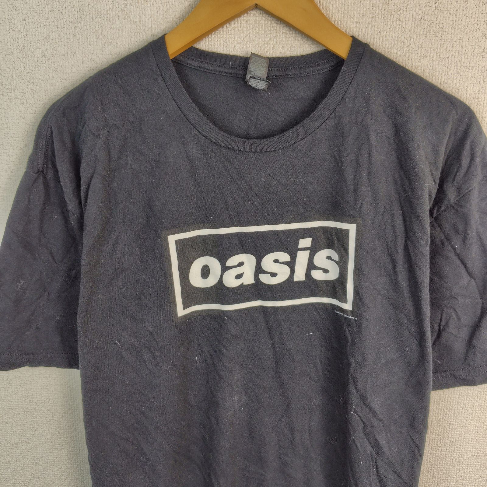 oasis オアシス Tシャツ ボックスロゴ ブラック XL メンズ 古着 バンT