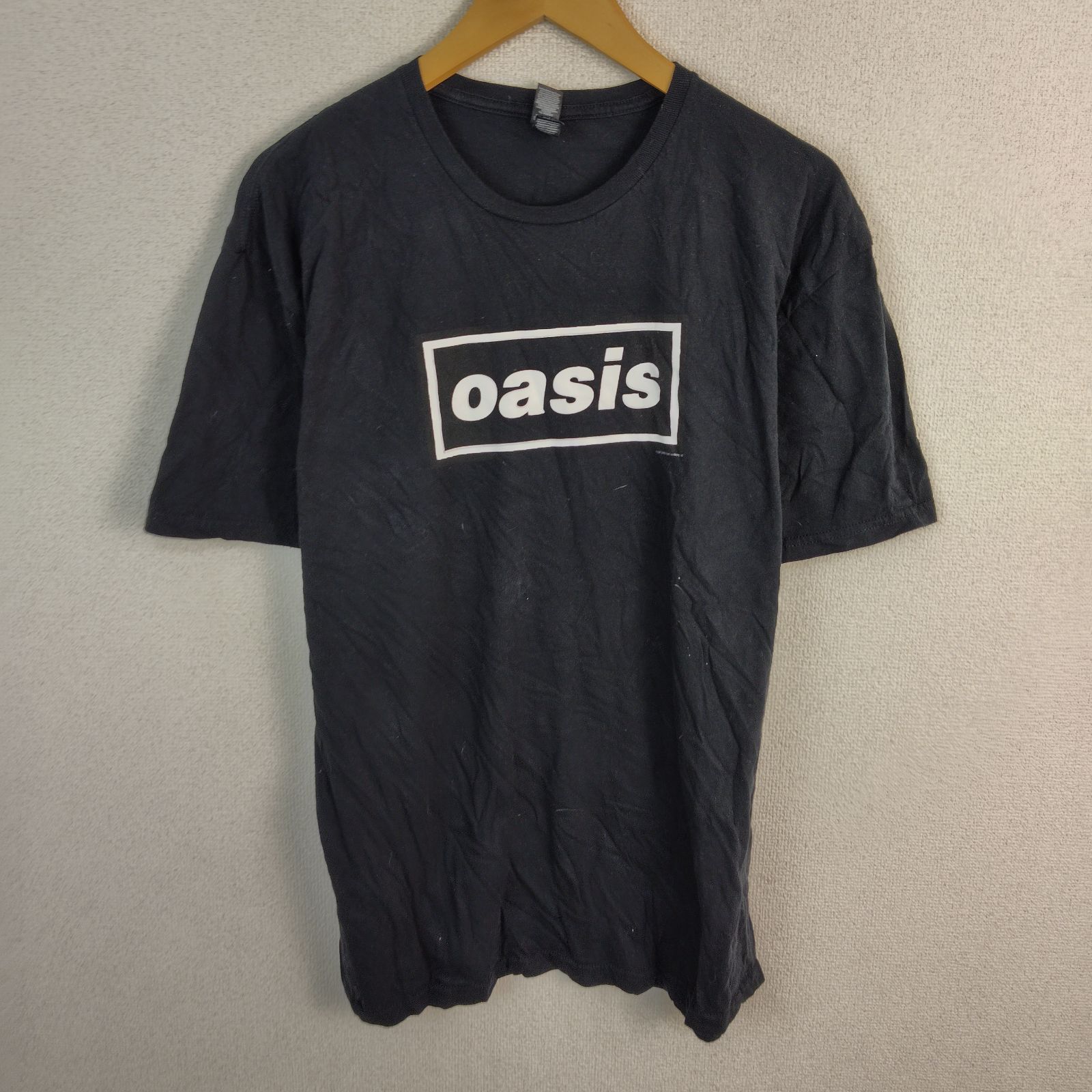 oasis オアシス Tシャツ ボックスロゴ ブラック XL メンズ 古着 バンT