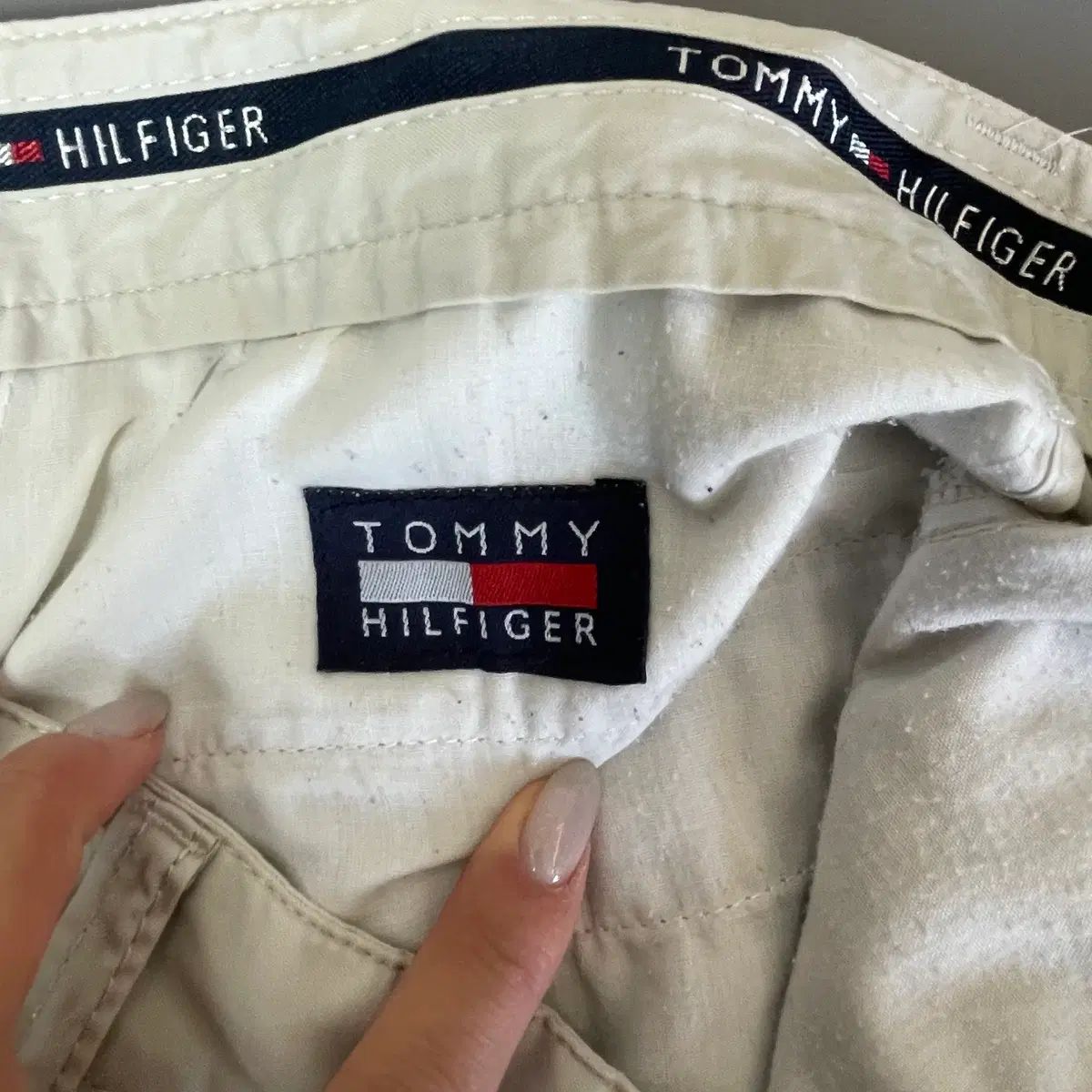 (36) Tommy Hilfiger トミーヒルフィガー アイボリー ナイロン 夏 パンツ (36) Tommy Hilfiger トミーヒルフィガー アイボリー ナイロン 夏 パンツ