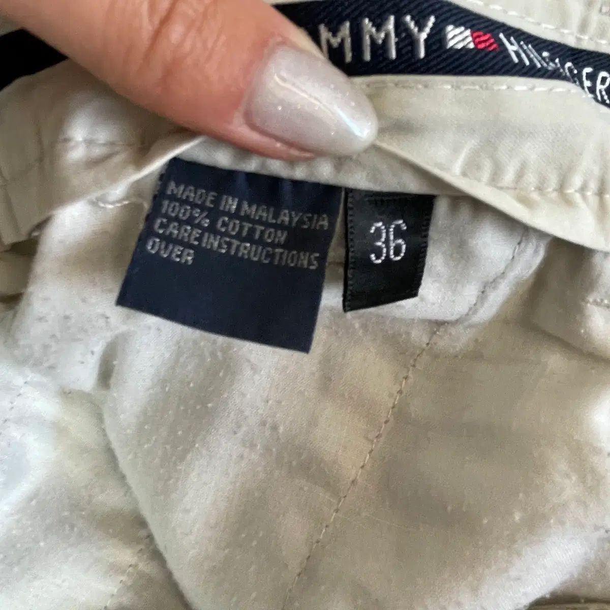 (36) Tommy Hilfiger トミーヒルフィガー アイボリー ナイロン 夏 パンツ (36) Tommy Hilfiger トミーヒルフィガー アイボリー ナイロン 夏 パンツ