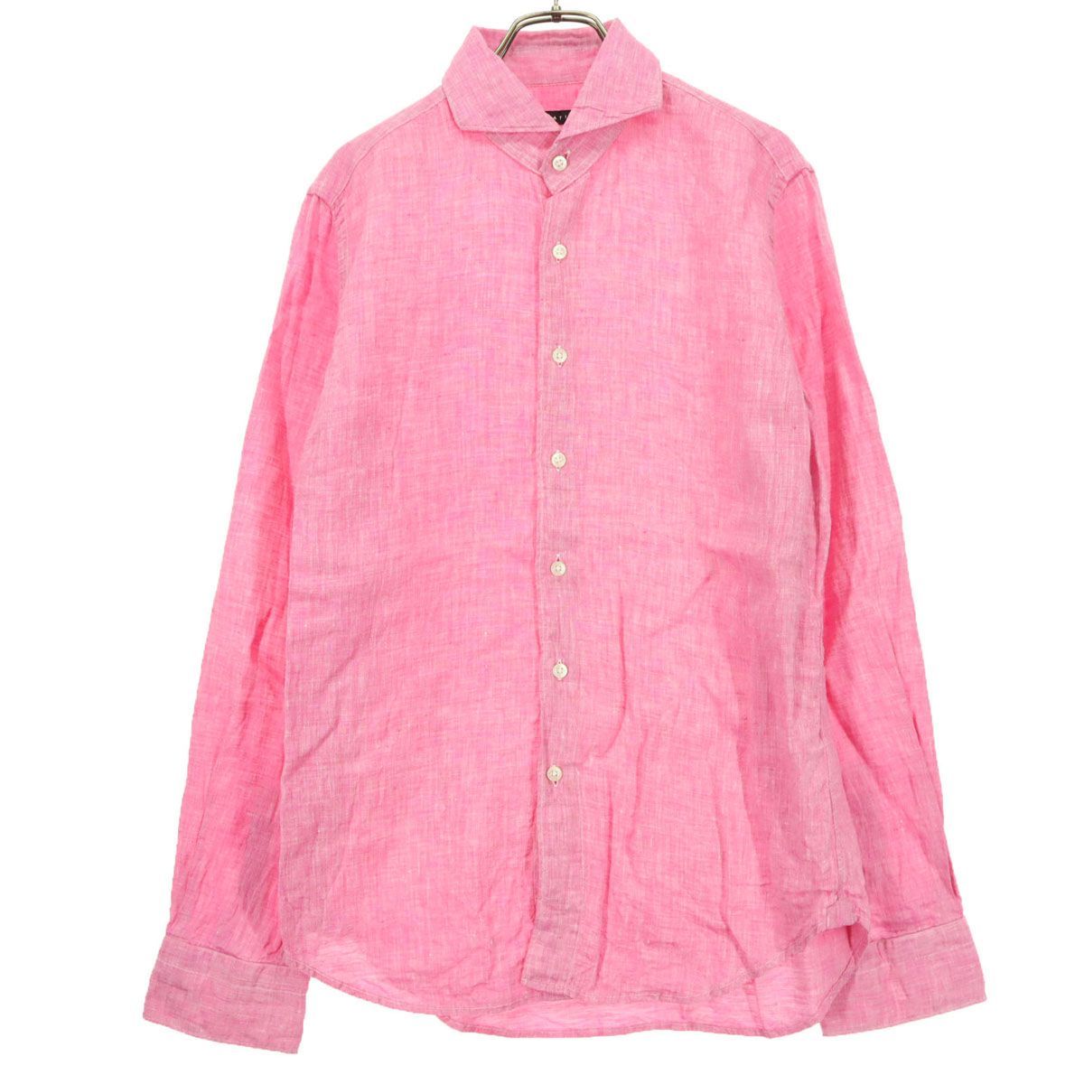 美品 ESTNATION エストネーション 長袖 リネンシャツ M ピンク メンズ 