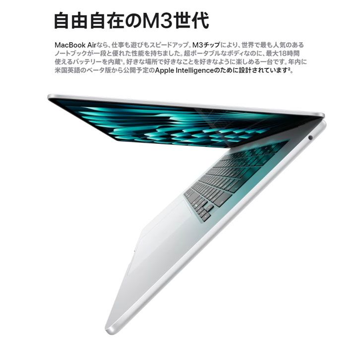 Apple MacBook Air 13.6inch MRXQ3J/A A3113 2024 TouchID [Apple M3 8コア 16GB SSD256GB 無線 BT カメラ Silver 純箱] ：美品