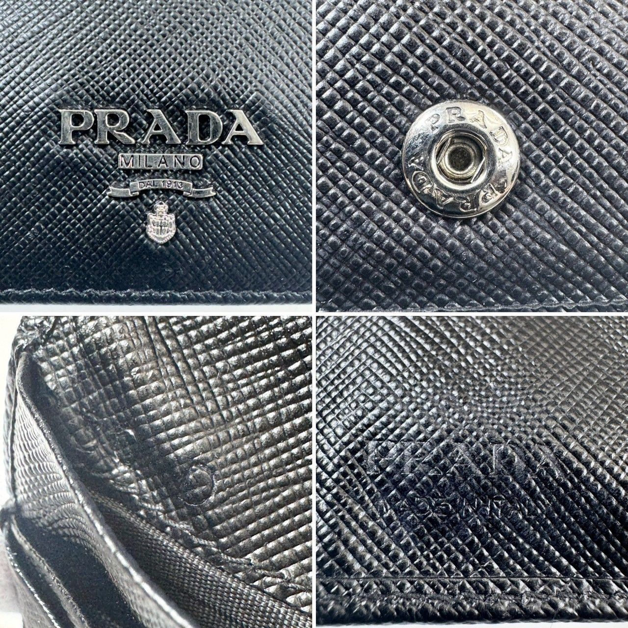 美品】PRADA プラダ サフィアーノ メタルロゴ コンパクト 二つ折り