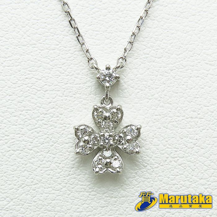 【 ヴァンドーム VENDOME 】 プラチナ ダイヤモンド ネックレス 2002年クリスマス PT950 PT850 D0.16ct 約2.8g フラワーモチーフ 花 中古 24k143-4 送料無料 質屋出品 宝石 アクセサリー ジュエリー プレゼント