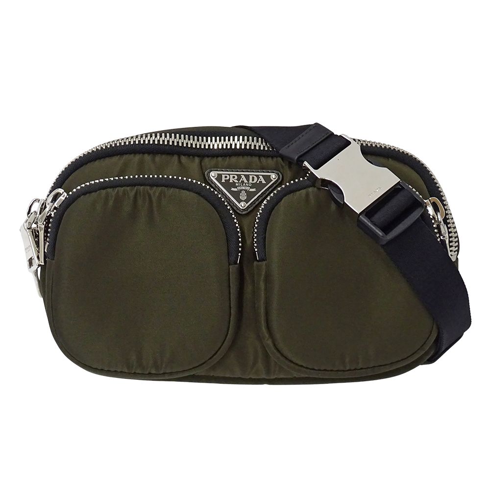 プラダ PRADA バッグ レディース メンズ ブランド ボディバッグ ウエストバッグ ナイロン カーキ 1BL026 ロゴ おしゃれ 【中古】