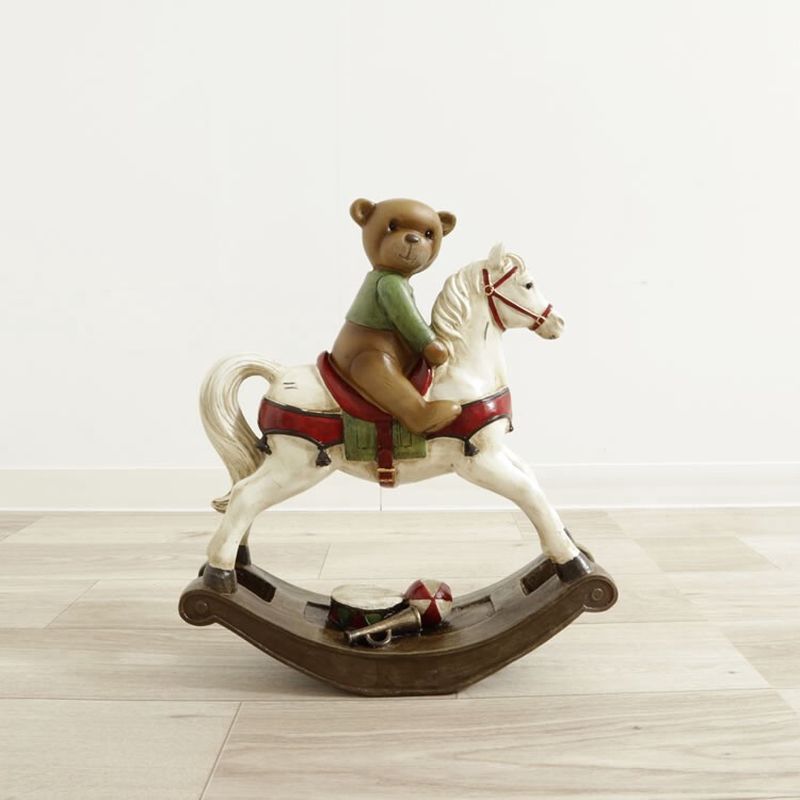 ディスプレイとしてかわいい♪ 置物 ロッキングホース＆クマ かわ畑貿易 人形・置物・オブジェ