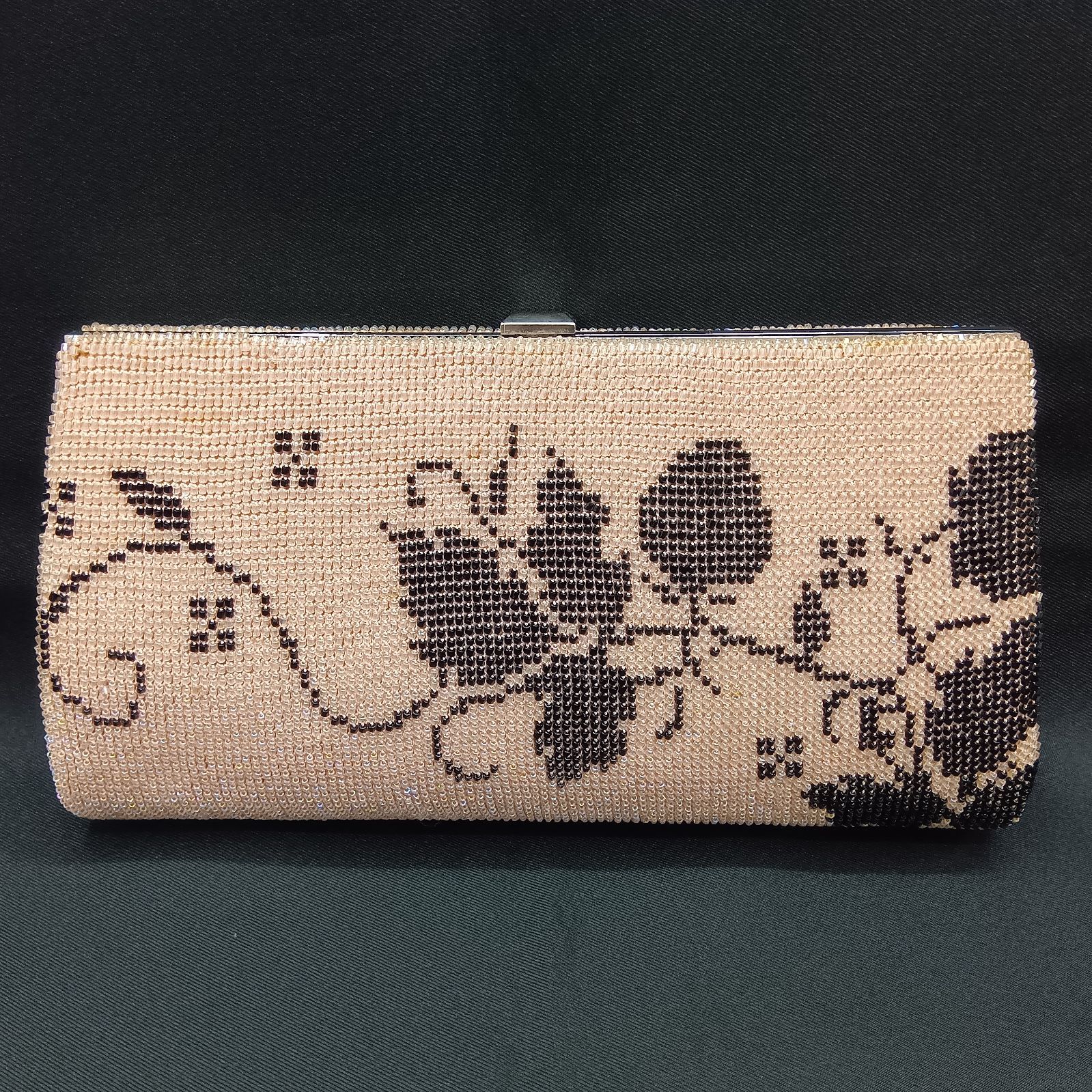 🔴 昭和レトロ 🔷 両面同柄 ビーズ刺繍バッグ ／ 2WAY 🔴 ビーズ