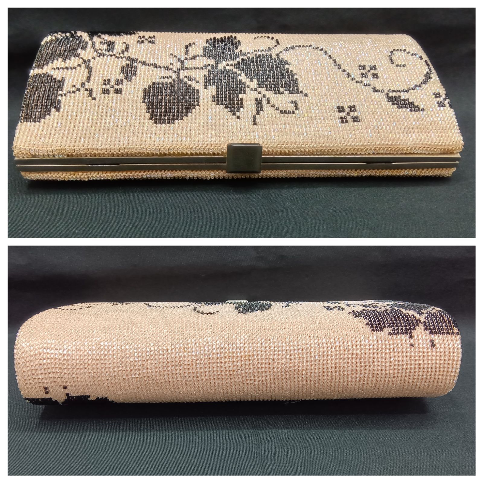 🔴 昭和レトロ 🔷 両面同柄 ビーズ刺繍バッグ ／ 2WAY 🔴 ビーズ