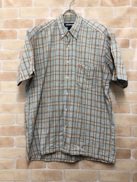 【中古】 OLD STUSSY オールドステューシー 90s ボタンダウンシャツ 半袖 ブルー系 M 111436720 5,291円