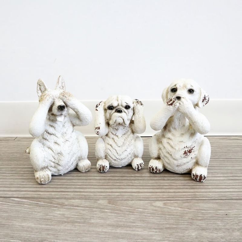 販促品、ノベルティーにも♪　犬　置物　3個セット かわ畑貿易