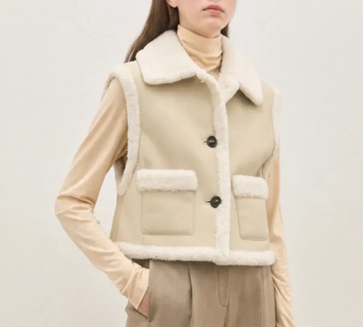 the CASHMERE ムートン シープスキン BEST ベスト ベージュ