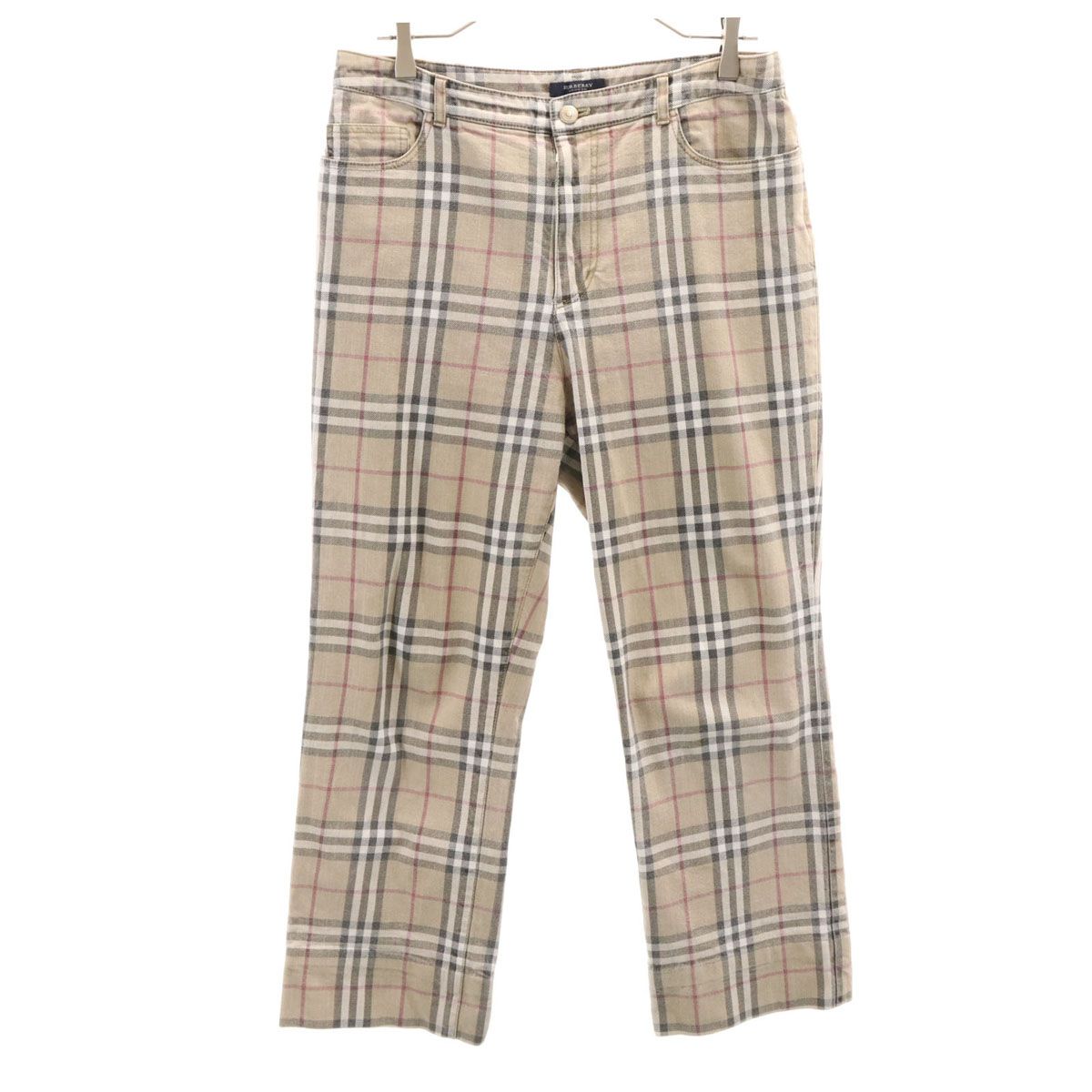 BURBERRY LONDON バーバリーロンドン ノバチェック柄 ロングパンツ 15 ベージュ 三陽商会 レディース 古着