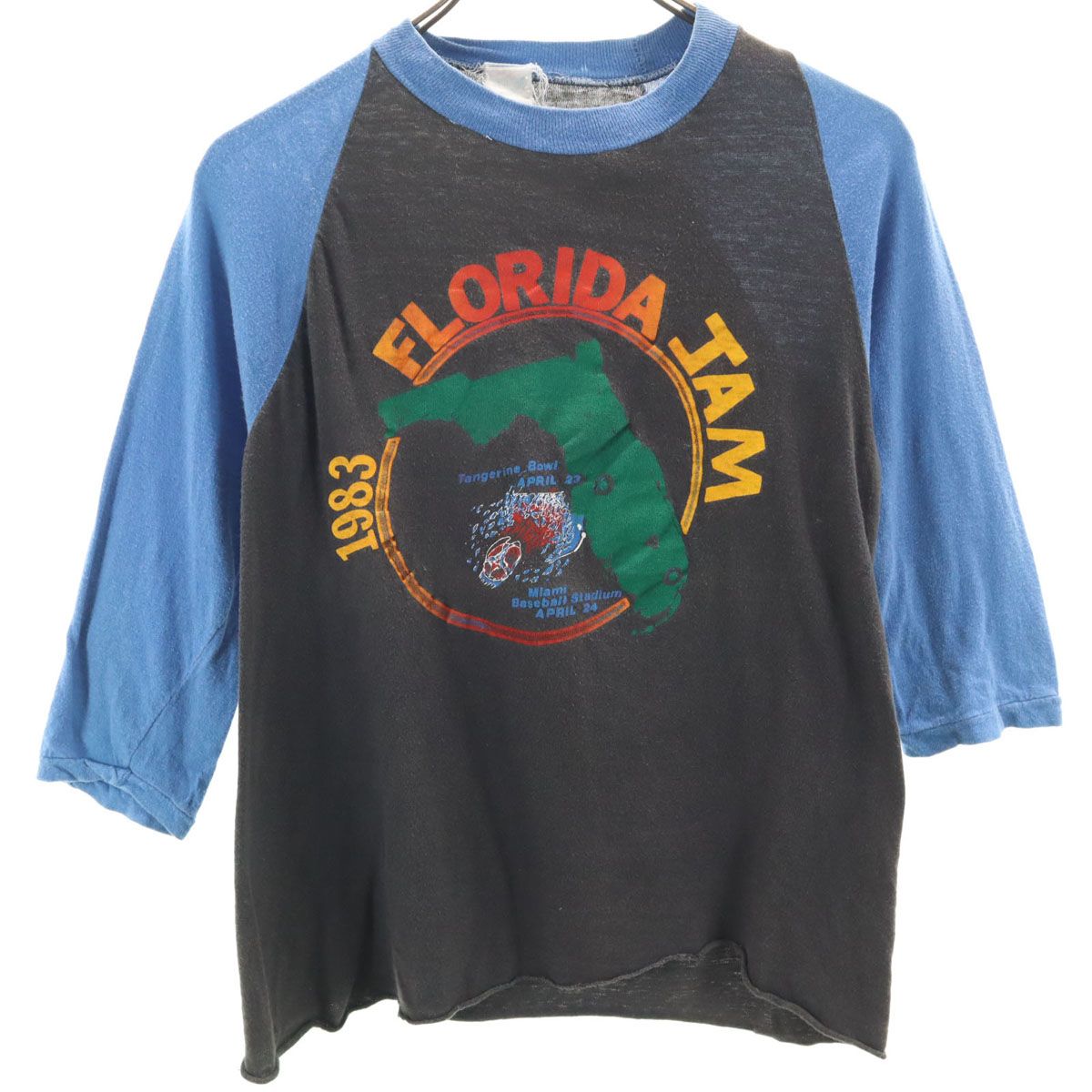 SPORT-ONE スポーツワン 80s ヴィンテージ パキ綿 FLORIDA JAM 5分袖 Tシャツ チャコール メンズ 古着