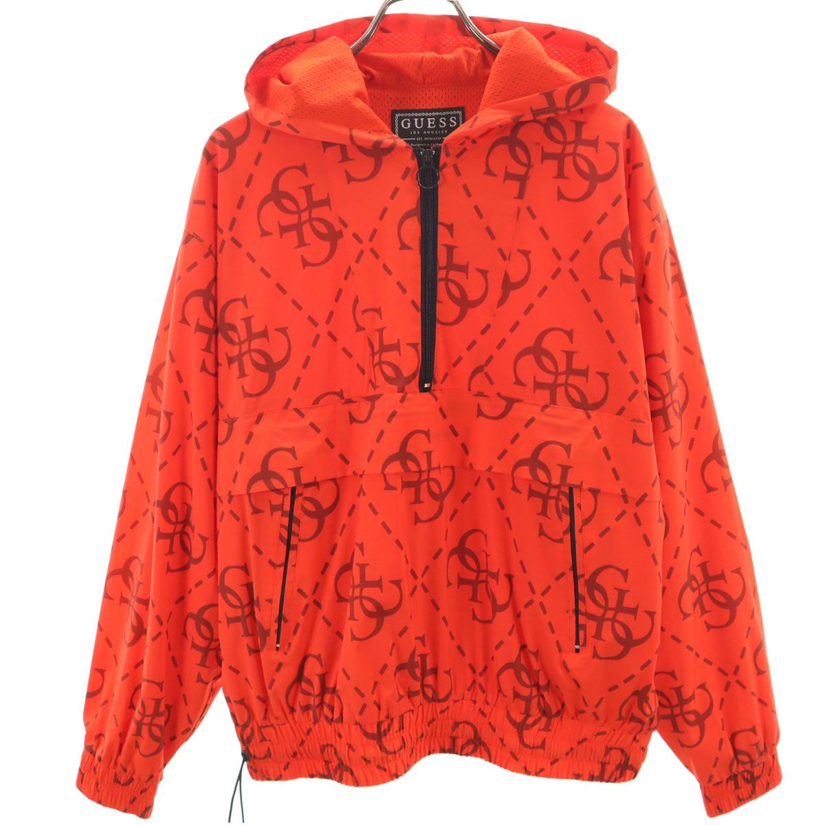 Guess ゲス アノラックパーカー S 朱色 プルオーバー メンズ 古着