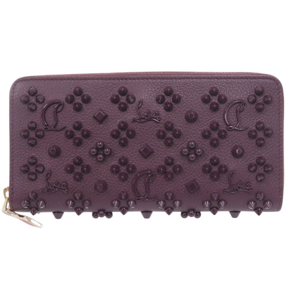 未使用 クリスチャンルブタン パネトーネ スタッズ ラウンドファスナー 3175224 レザー パープル 長財布 1493 紫 Christian Louboutin