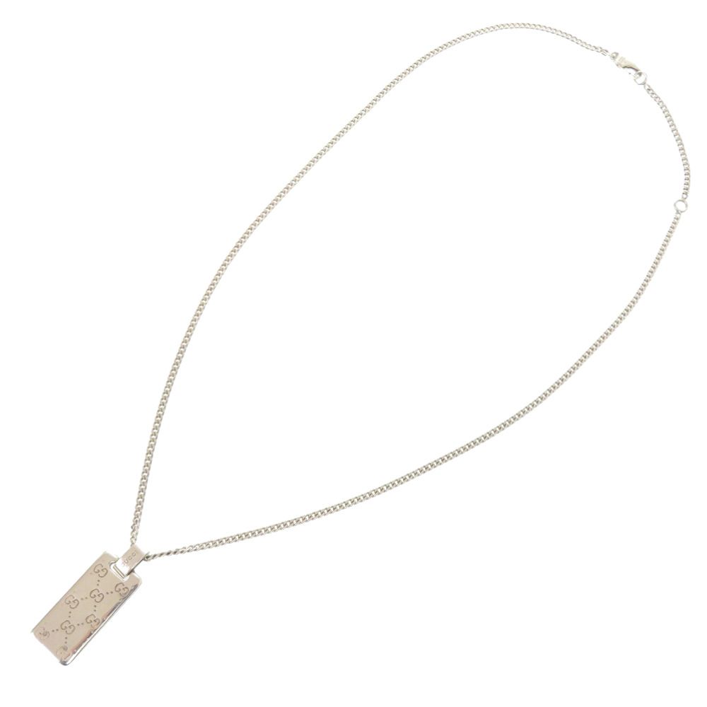 美品 グッチ GGシグネチャープレート ネックレス シルバー925 1629
