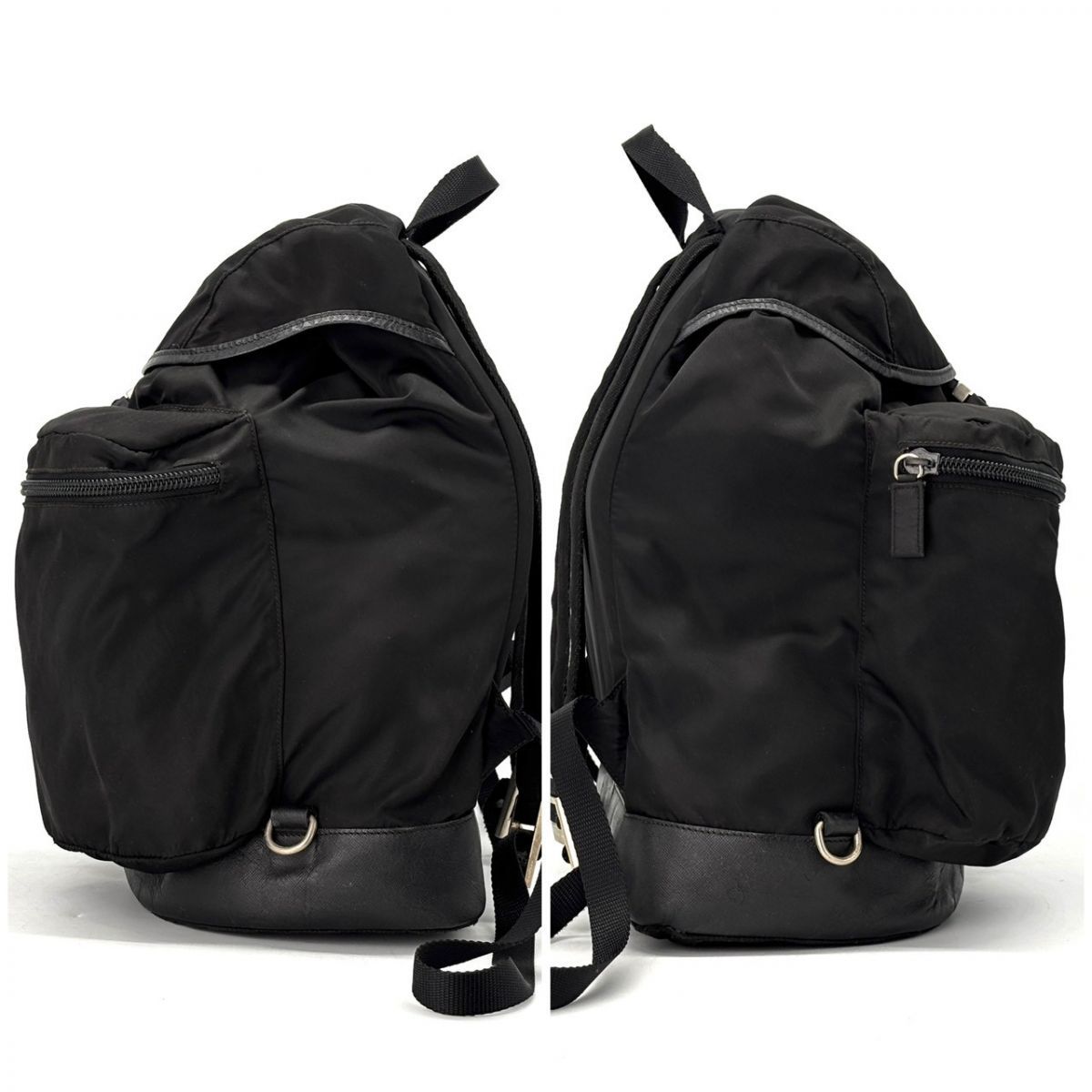 プラダ リュック 三角ロゴ 巾着 テスートナイロン 黒 PRADA - プラダ 