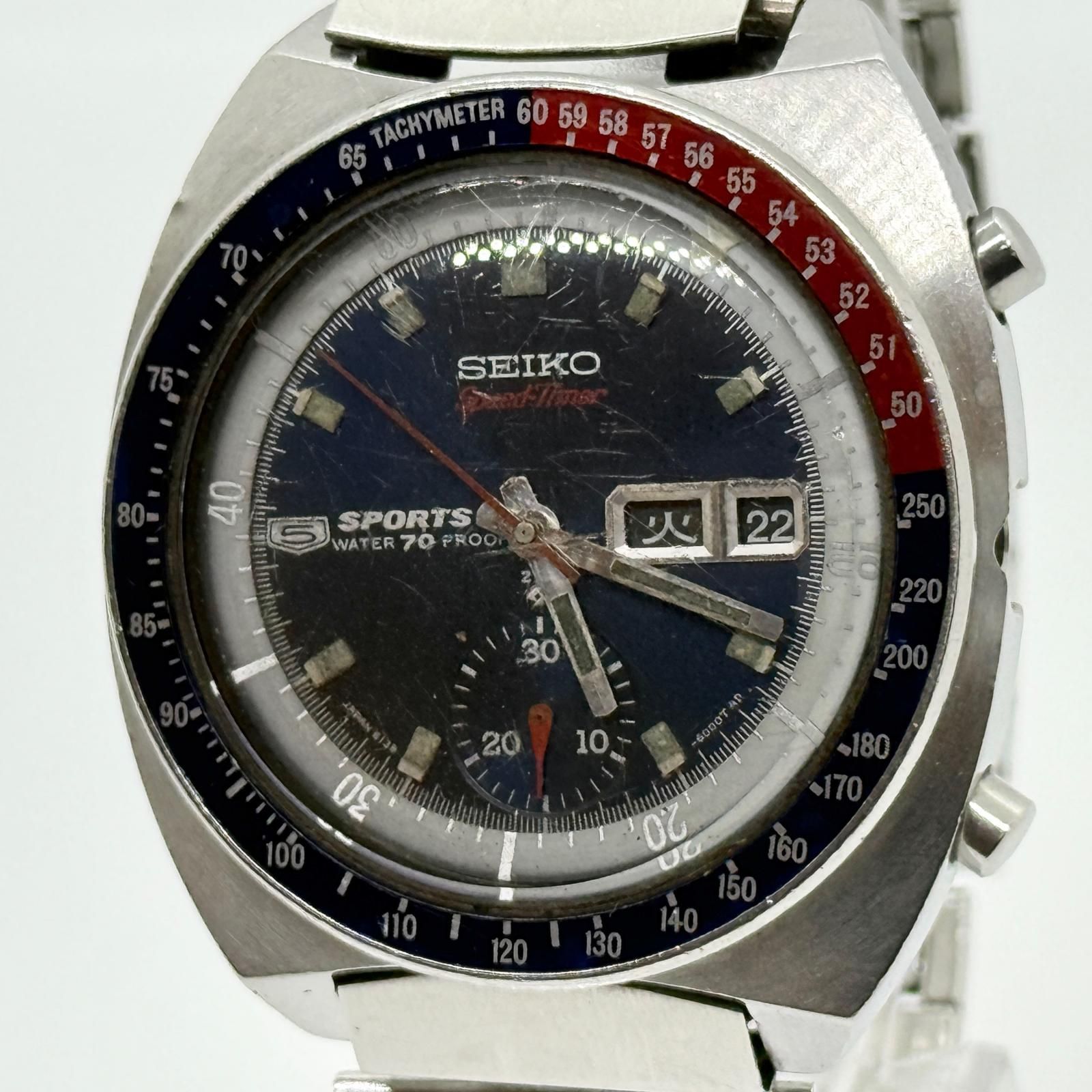 SEIKO セイコー 5スポーツ スピードタイマー 6139-6000 ブラック AT メンズ 腕時計 稼働品