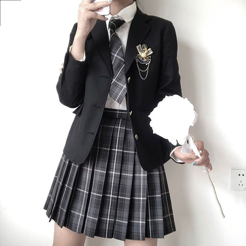 新品 コスプレ 制服 jk 女子高生 5点セット ブレザー スカート シャツ ネクタイ バッジ コスプレ 学生服 セーラー服 スクール 高校生制服 入学式 卒業式 学園祭 文化祭 #zvmfa