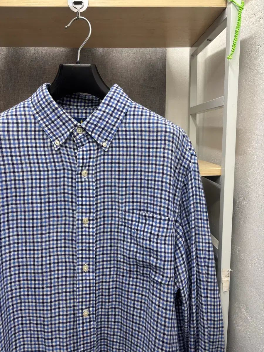 ポロラルフローレン ブルー CHECK リネンシャツ