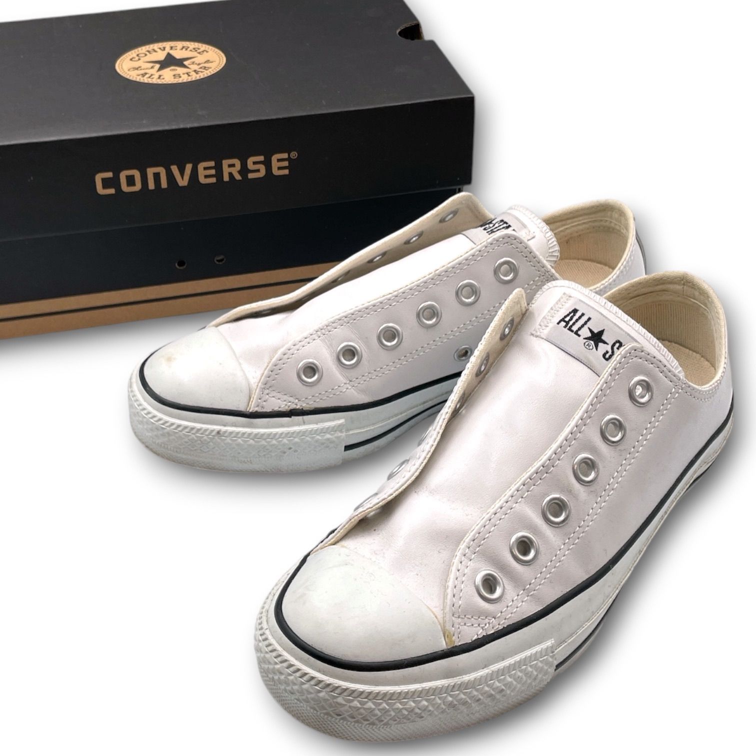箱付き converse コンバース LEATHER ALL STAR OX ローカット 