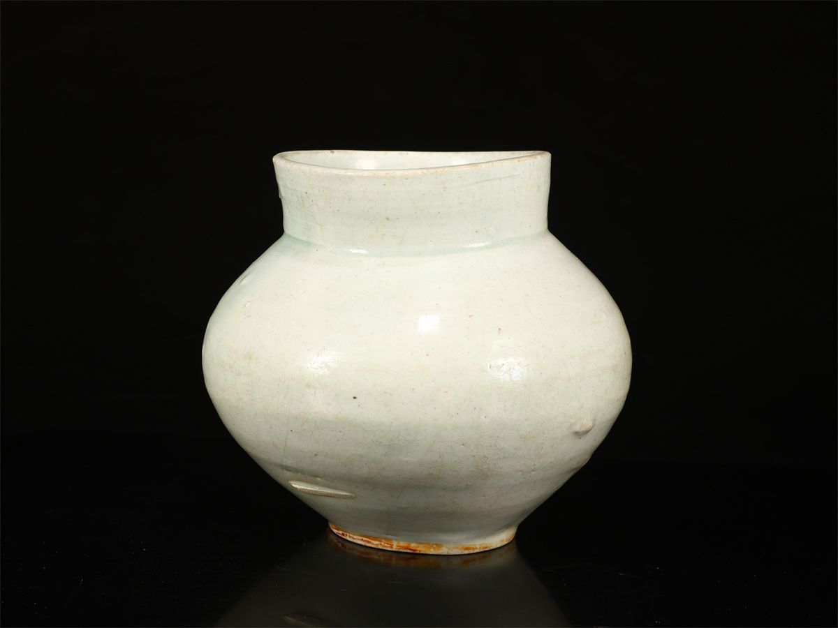 【李朝時代】 青磁 壷／箱付 時代の窯傷あり！CQ122