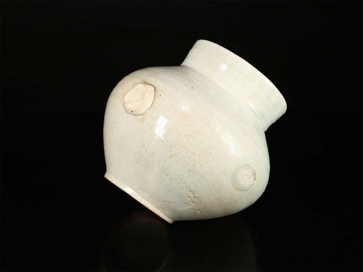 【李朝時代】 青磁 壷／箱付 時代の窯傷あり！CQ122