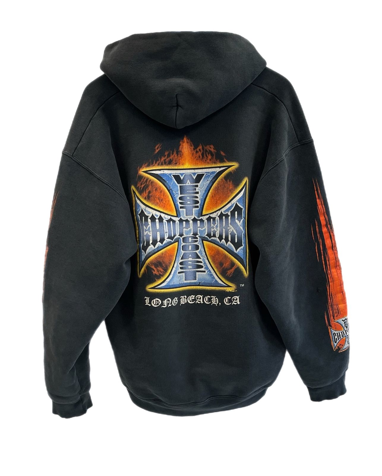ウェストコーストチョッパーズ West Coast Choppers Iron Cross Flame Hoodie アイアン クロス フレイム フーディ黒 パーカ ブラック 101MT-6242
