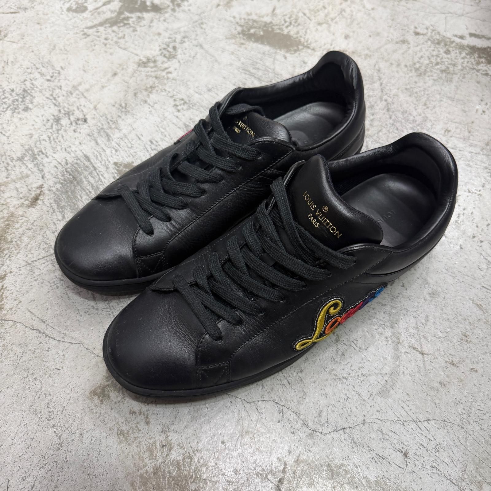 LOUIS VUITTON Luxembourg Side Logo Design Leather Lowcut Sneakers