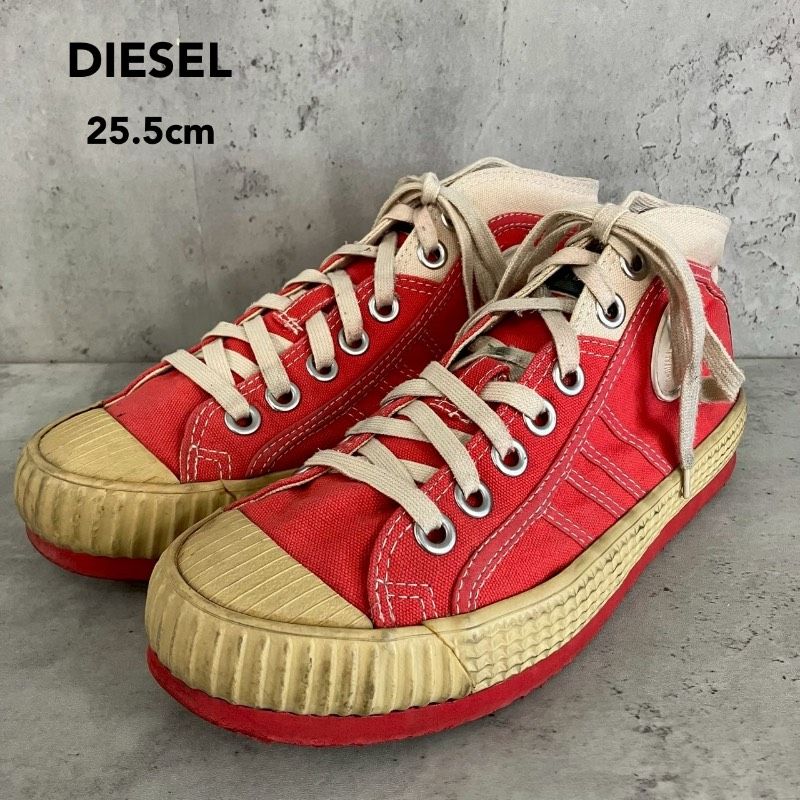 DIESEL ディーゼル YUK ANNIVERSARY スニーカー ユック レッド 赤 25.5cm 靴 シューズ 記念モデル ローカット 異素材 レザー 本革 メンズ カジュアル ストリート モード 完売品 希少 レア ★ ■■