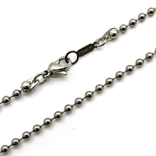 【Re・Best】 1本入 【チタン製】 2.3mmボールチェーンネックレス (ロブスターフック・板ダルマタイプ) 【長さ：50cm】 アクセサリーパーツ/ネックレスチェーンe