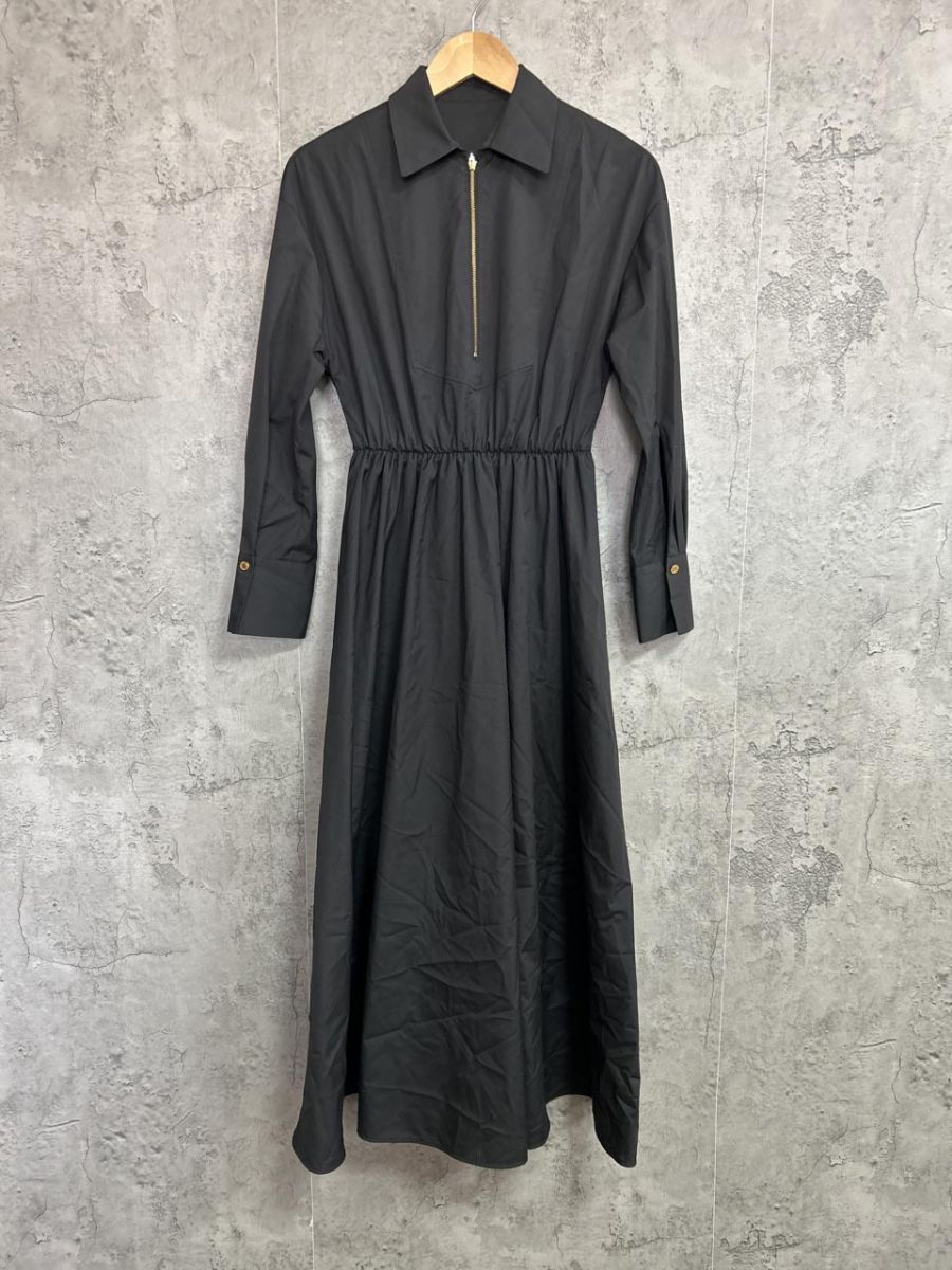 OULOU WILLOUGHBY ルル ウィルビー ハーフジップ Iライン ワンピース sizeS/黒 ■◇◎レディース