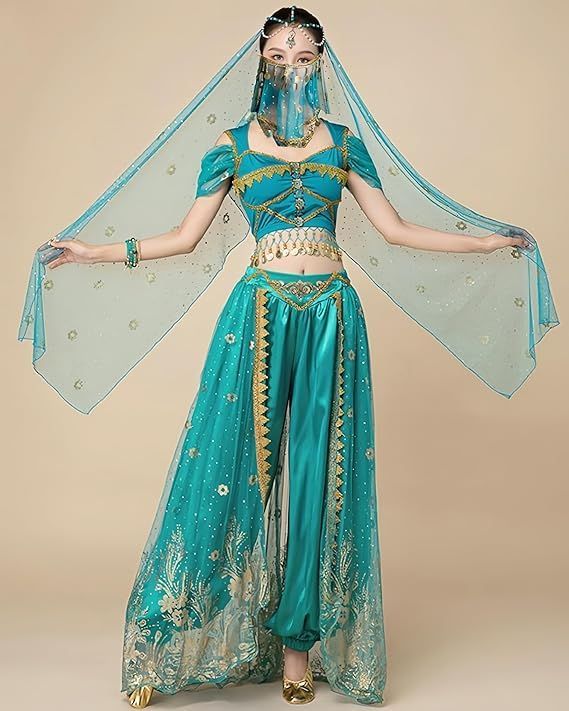 ベリーダンス 衣装 コスプレ衣装 セット アラジン ジャスミン 仮装 コスプレ ハロウィン 4点セット 6,541円