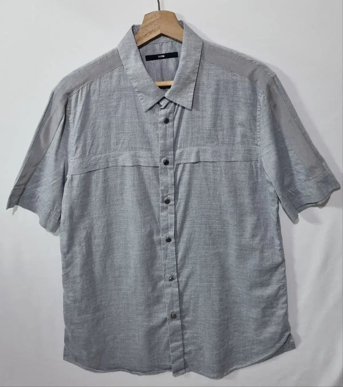 100) SYSTEM homme グレー 半袖 シャツ