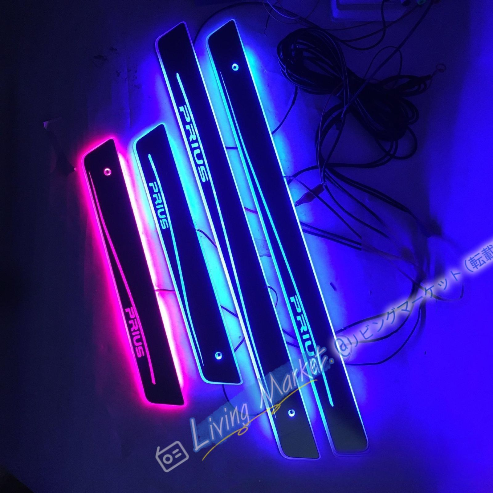 プリウス 30/40/50系 A ZVW30 流光LED 迎賓踏板 ドアステップ 4枚セット 赤外線感応 幻彩/七彩/単色対応 CQP511Q125