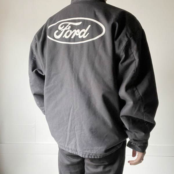 FORD RACING ショート ワーク ジャケット グレー系 XL-RG フォード レーシング RED KAP 企業物プリント 短丈 ブルゾン D147