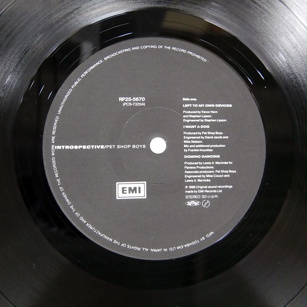 国内盤 PET SHOP BOYS/INTROSPECTIVE/EMI RP255670 LP 国内盤 PET SHOP BOYS/INTROSPECTIVE/EMI RP255670 LP