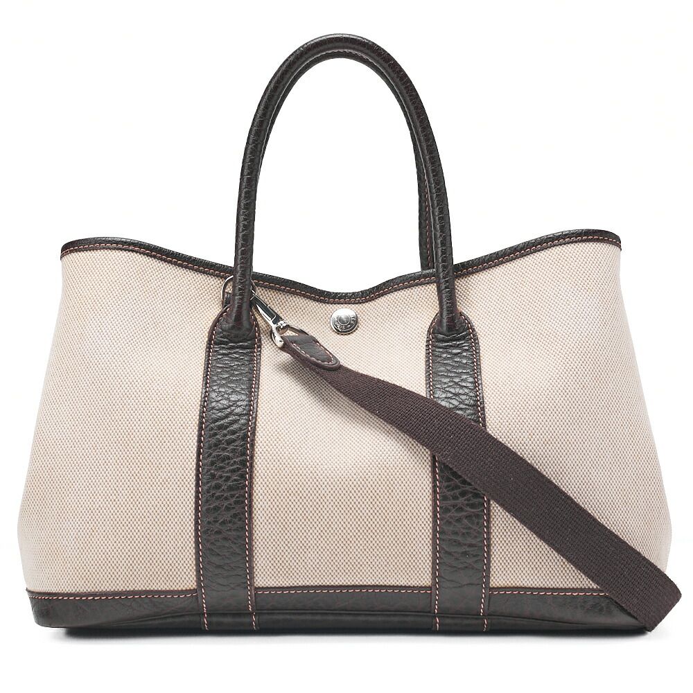 HERMES　エルメス　ガーデンパーティTPM　トワルアッシュ　アイボリー　シルバー金具　レディースバッグ　ブランド【中古】【送料無料】ショルダーバッグ