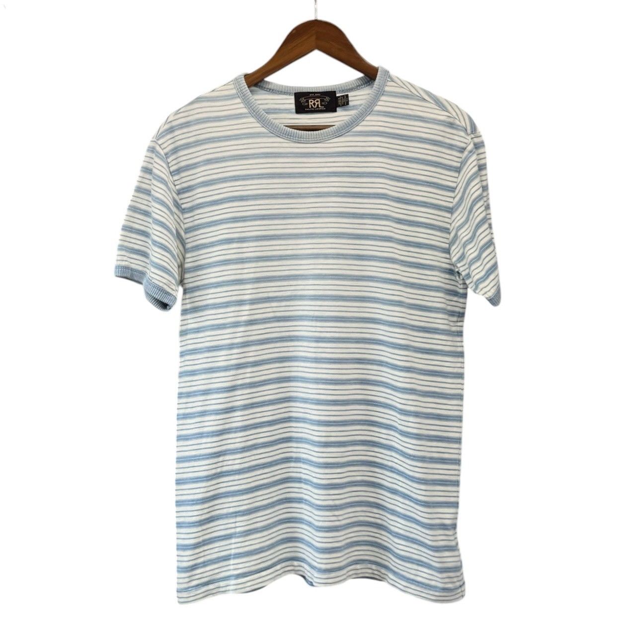 RRL ダブルアールエル インディゴストライプドジャージーリンガーTシャツ S ブルー 15391