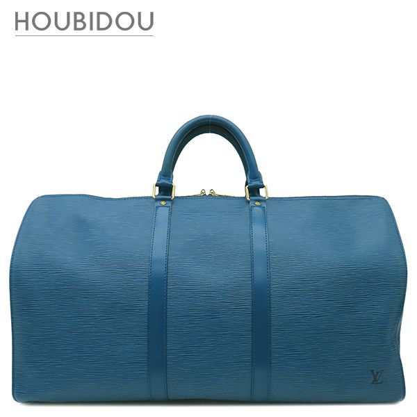 ルイヴィトン LOUIS VUITTON ボストンバッグ キーポル 50 エピレザー トレドブルー ゴールド金具 青 鍵・パドロック欠品 M42965 VI1903 【保存袋】【中古】