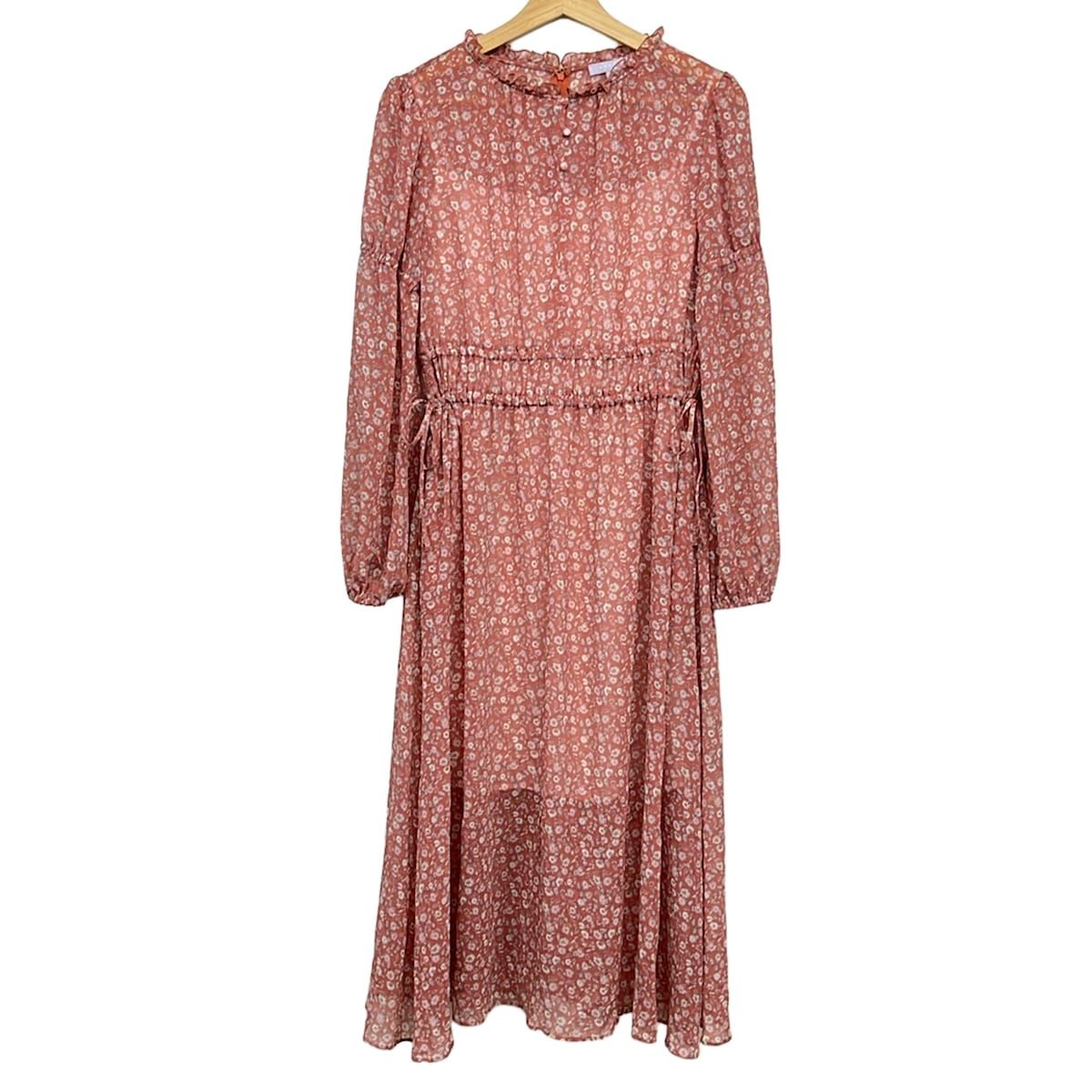 TOCCA(トッカ) ワンピース サイズ4 S レディース美品 - ピンク×ライトピンク×マルチ 長袖/ロング/花柄/シースルー