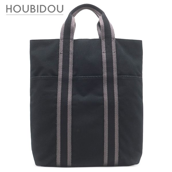 エルメス HERMES トートバッグ フールトゥ カバス コットン ブラック 黒 グレー キャンバス トート 【中古】