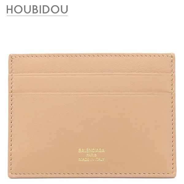 バレンシアガ BALENCIAGA カードケース ロゴ レザー キャメル 新品 未使用 カード入れ 名刺入れ 定期入れ パスケース カードウォレット 【箱】【中古】