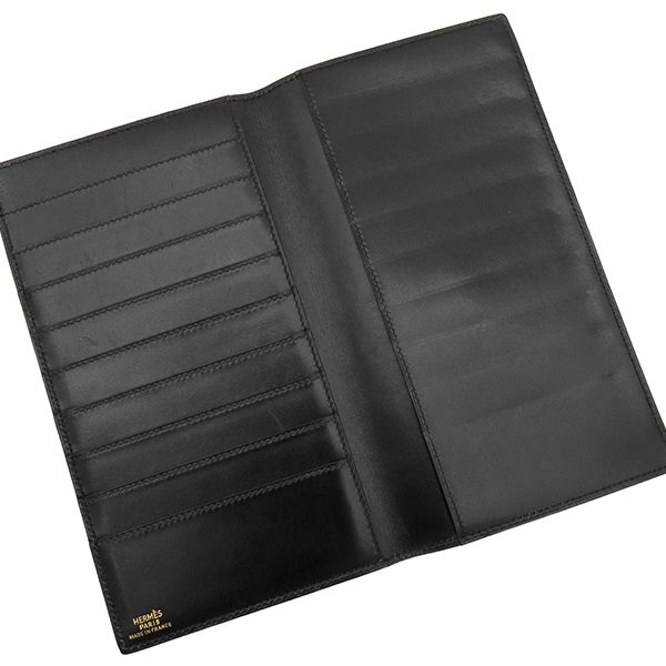 エルメス HERMES 長財布 ロングウォレット ボックスカーフ ブラック 黒 2つ折り 札入れ カード入れ 【中古】 エルメス HERMES 長財布 ロングウォレット ボックスカーフ ブラック 黒 2つ折り 札入れ カード入れ 【中古】