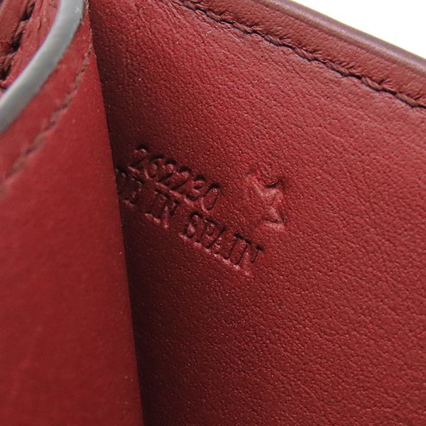 ロエベ LOEWE 三つ折り財布 バーティカル ウォレット スモール カーフ ソフトグレインカーフ ライトキャラメル×ピーカン シルバー金具 茶 アナグラム コンパクトウォレット 【箱】【中古】
