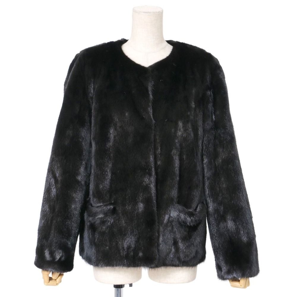 SAGA MINK サガミンク コート ハーフ 黒 即決 SAGA MINK ミンクファー 