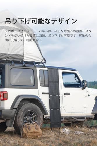 EcoFlow 60Wソーラーパネル Type-C コネクター N型ソーラーセル 単結晶シリコン 25%高変換効率 スマートフォン・カメラなどに直接充電 IP68防水防塵 折りたたみ式 持ち運びに便利 エコフロー 充電器 太陽光発電 コンパク 4e29fc50