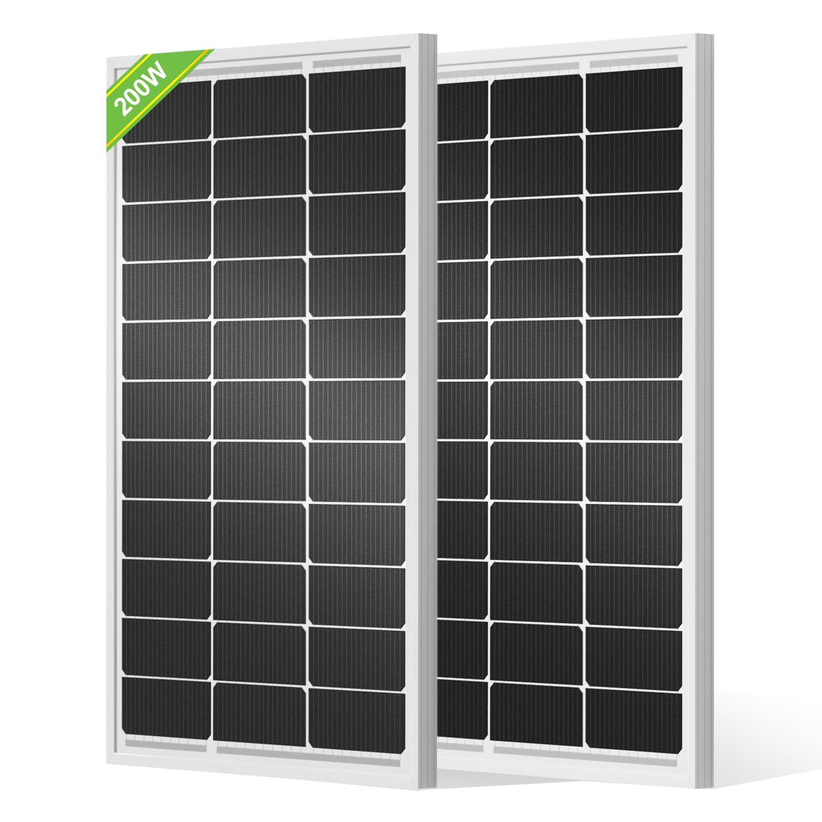 ECO-WORTHY ソーラーパネル 200W = 100W 2枚 単結晶 23%変換効率 太陽光パネル PERC高性能 太陽光チャージ 省エネルギー 車 船舶 屋根 ベランダ 設置 災害対策 RV トレーラー キャンプ オフグリッド用【 国 117cb1ca