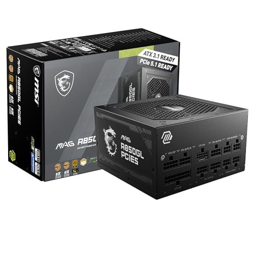 MSI MAG A850GL PCIE5 PC電源ユニット 850W ATX3.1/PCIe 5.1対応 80PLUS GOLD認証 フルモジュラー 7年保証 PS1327 shu 50e40197