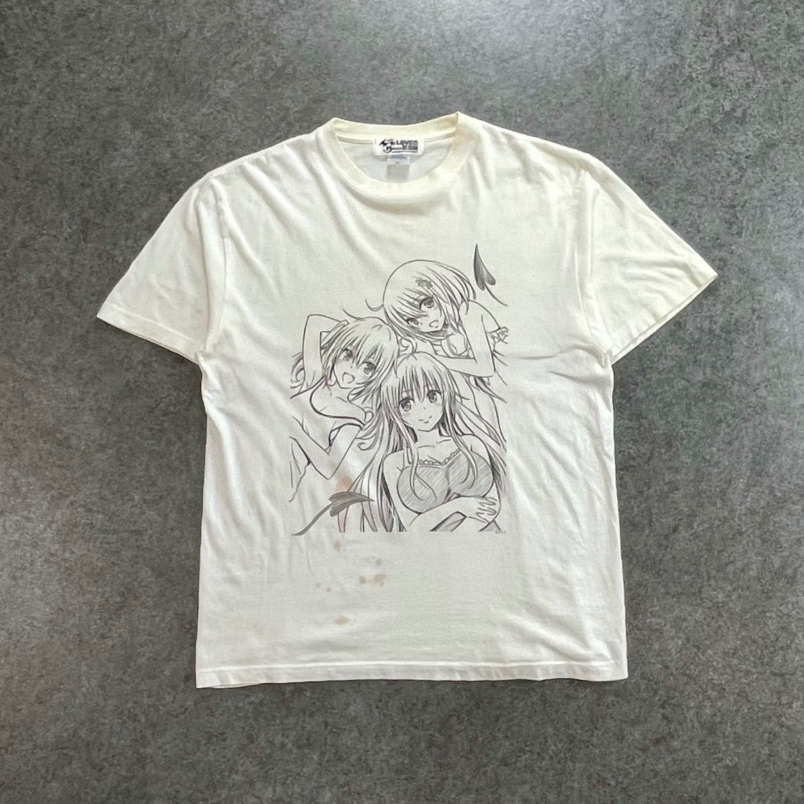 To LOVEる とらぶる 15周年記念 原画展 ララ モモ ナナ グラフィック Tシャツ プリント ホワイト 白 XL 大きいサイズ